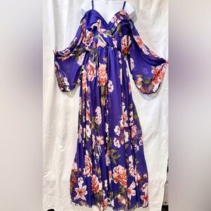 Fashion Nova Navy Floral Maxi Dress